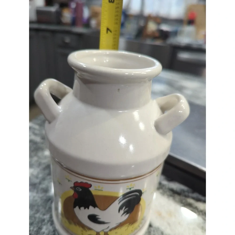 Vintage Farmhouse Style Chicken Ceramic Milk Jug/Utensil Holder/Vase Decorative
